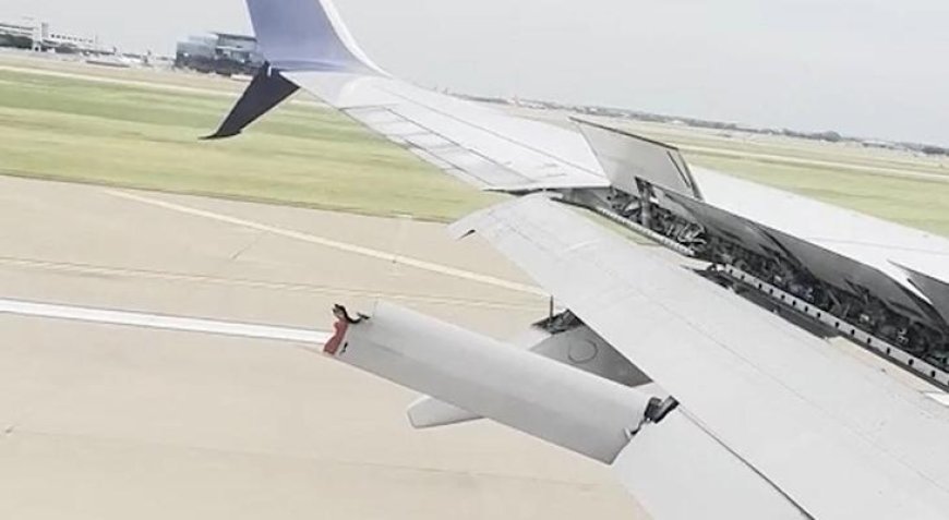 Uçuş sırasında kabusu yaşadılar: Uçağın kanadındaki flap havada koptu!