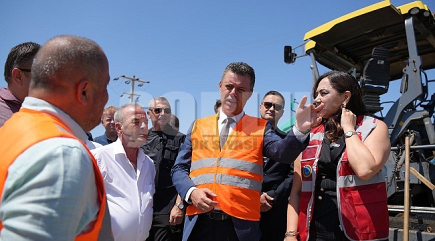Başkanlar Sarıkurt ve Yüceer Sarılar Yolundaki Asfalt Çalışmalarını İnceledi