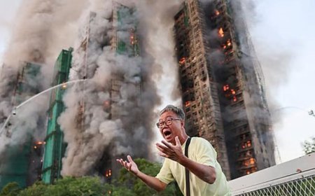 Hong Kong'da çok katlı binada korkutan yangın! Acil durum ilan edildi, mahsur kalanlar var