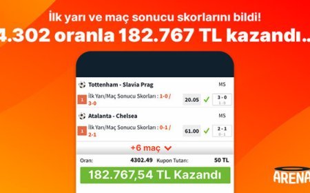 İlk yarı ve maç sonucu skorlarını bildi! 4.302 oranla 182.767 TL kazandı…