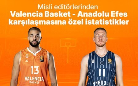 Misli editörlerinden Valencia Basket - Anadolu Efes karşılaşmasına özel istatistikler