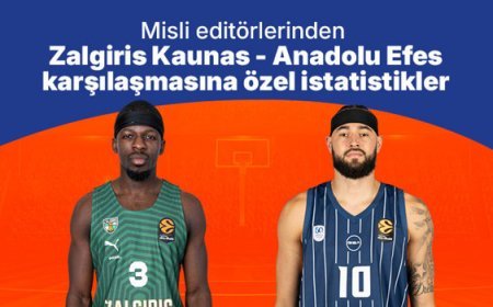 Misli editörlerinden Zalgiris Kaunas - Anadolu Efes karşılaşmasına özel istatistikler