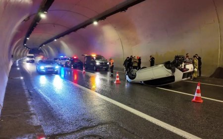 Üsküdar'da kaza. Kayan otomobil tünelde takla attı