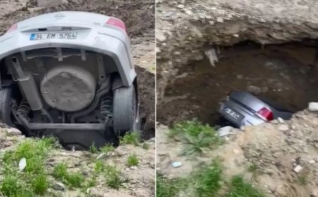 Esenyurt'ta yer yarıldı otomobil içine düştü. "Bu arabadan yana hiç yüzüm gülmedi"