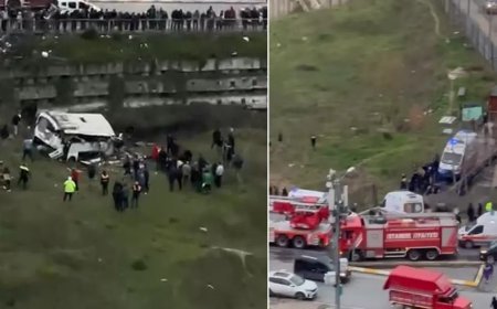 Esenyurt'ta servis aracı şarampole yuvarlandı. 4 ölü, 7 yaralı