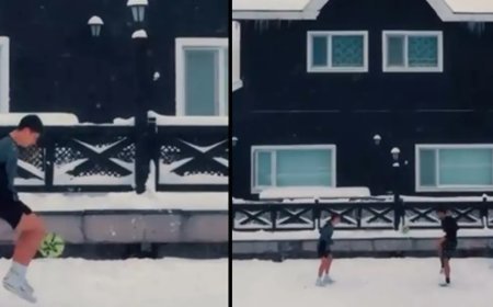 Arda Güler'den memleket ziyareti. Kar altında top oynadı