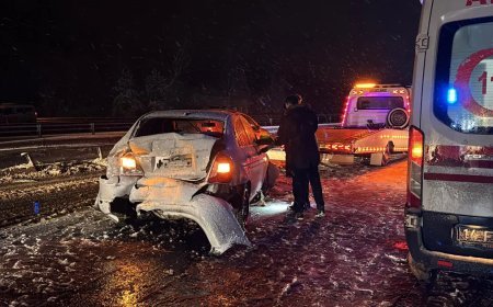 Kar yağışı kazayı getirdi. TEM'de 7 araç birbirine girdi