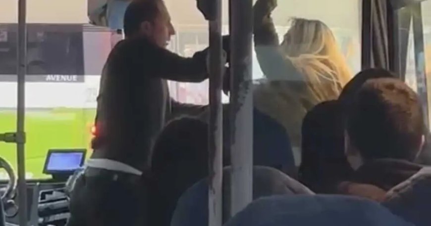Otobüs şoförü ile kadın yolcunun yumruklu kavgası