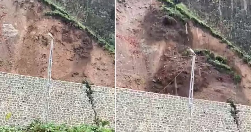 Rize'de çay bahçesinde heyelan. O anlar kamerada