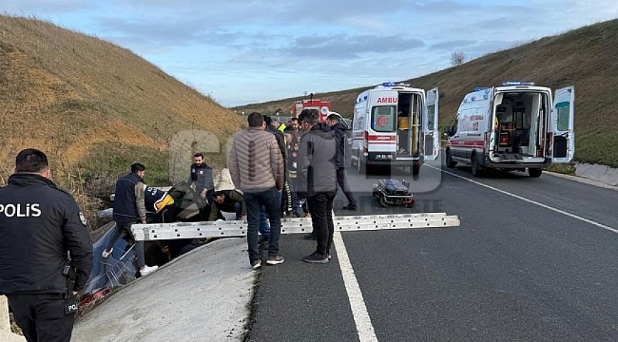 Tekirdağ'da su kanalına düşen otomobildeki çift yaralandı