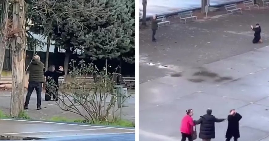 Lise bahçesinde korku dolu an! "Kızımı rahatsız etti" dedi, rehin aldı