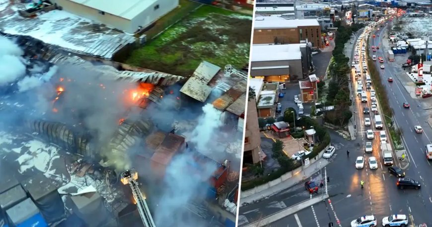 Esenyurt'ta fabrika yangını. Alevlerle mücadele saatlerdir sürüyor, bölgede trafik çok yoğun