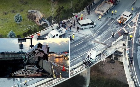 'Uçan yol'da can pazarı! Metrelerce yükseklikte asılı kalan araçtan demir penselerle kurtarıldılar