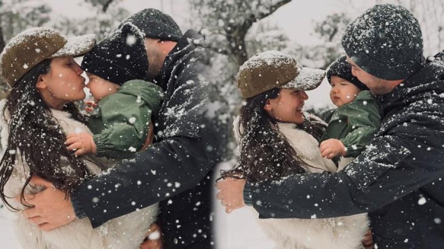 İstanbul'da lapa lapa kar yağdı... Pınar Deniz ve eşi Kaan Yıldırım çocuklar gibi eğlendi