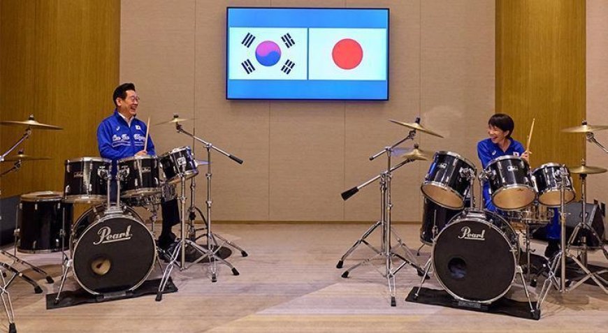 Japonya ve Güney Kore liderlerinden bateri şov! 'Ritmi yakalamaya çalıştık'