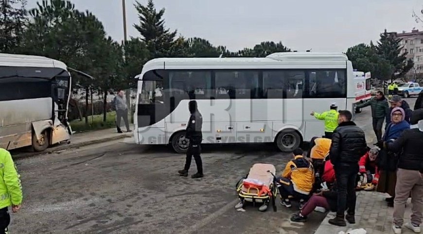 İşçi servisleri çarpıştı: 19 yaralı