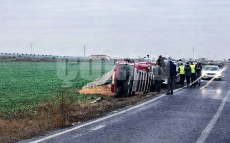 Muratlı'da kamyon devrildi