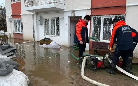 Kar suları eridi, iki evi su bastı