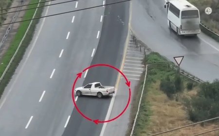 Otoyolda tehlike dolu an! Kaçmaya çalıştı, drone yakaladı