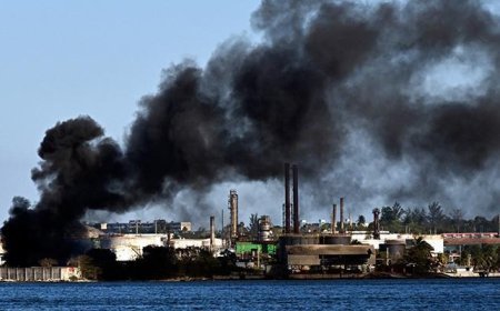 Petrol krizi yaşayan Küba'da rafineride korkutan yangın! Bölgeden dumanlar yükseliyor