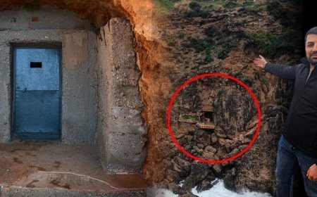 Antalya'da falezlerde gizli yaşam! Kapıdaki delikten görüntüledi: Bayağı bir yerleşke