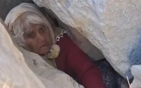 Dağda kaybolan yaşlı kadın kayalıklara sıkışmış halde bulundu