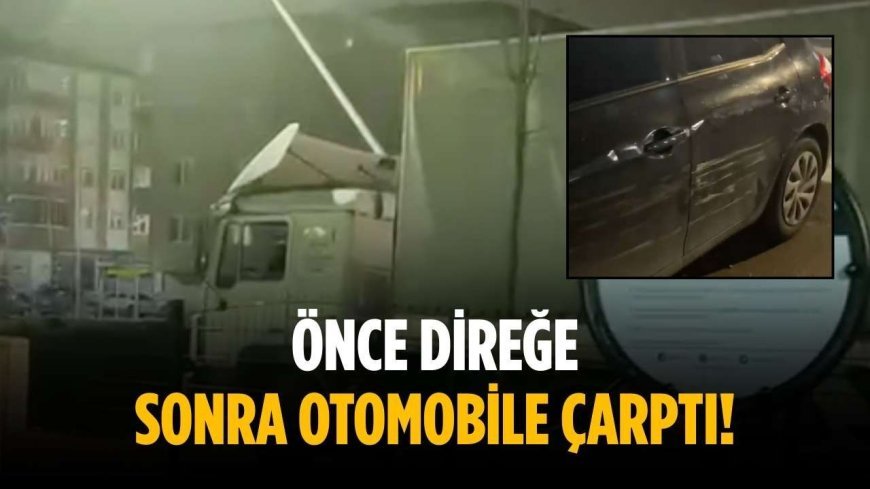 Önce direğe sonra otomobile çarptı!