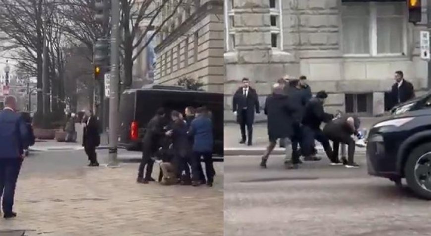 ABD’de Azerbaycan Cumhurbaşkanı Aliyev’e yönelik provokatif eylem girişimi! Arbede anları kamerada