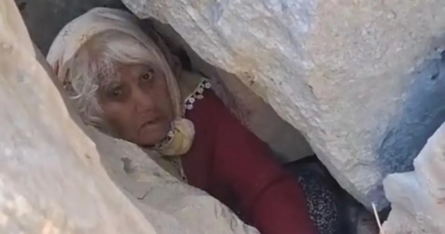 Dağda kaybolan yaşlı kadın kayalıklara sıkışmış halde bulundu