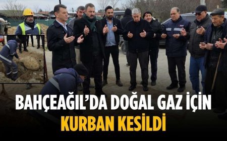Bahçeağıl’da doğal gaz için kurban kesildi