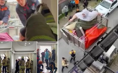 240 kiloluk obezite hastası için ekipler seferber oldu: Vinçle indirilip, hastaneye götürüldü