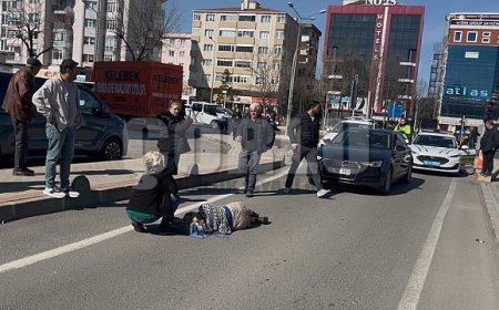 Tekirdağ'da korkutan kaza: Arabanın çarptığı yaya yere yığıldı