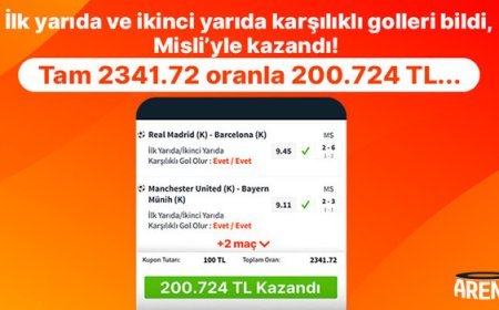 İlk yarıda ve ikinci yarıda karşılıklı golleri bildi, Misli’yle kazandı! Tam 2341.72 oranla 200.724 TL…