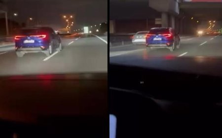 Pendik Tem Otoyolu'nda trafiği tehlikeye atarak ilerledi! Otomobil sürücüsü kamerada