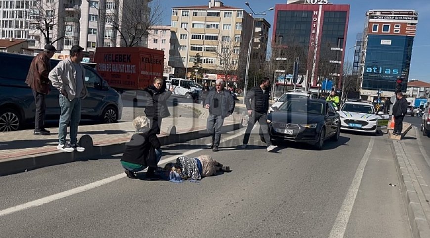 Tekirdağ'da korkutan kaza: Arabanın çarptığı yaya yere yığıldı