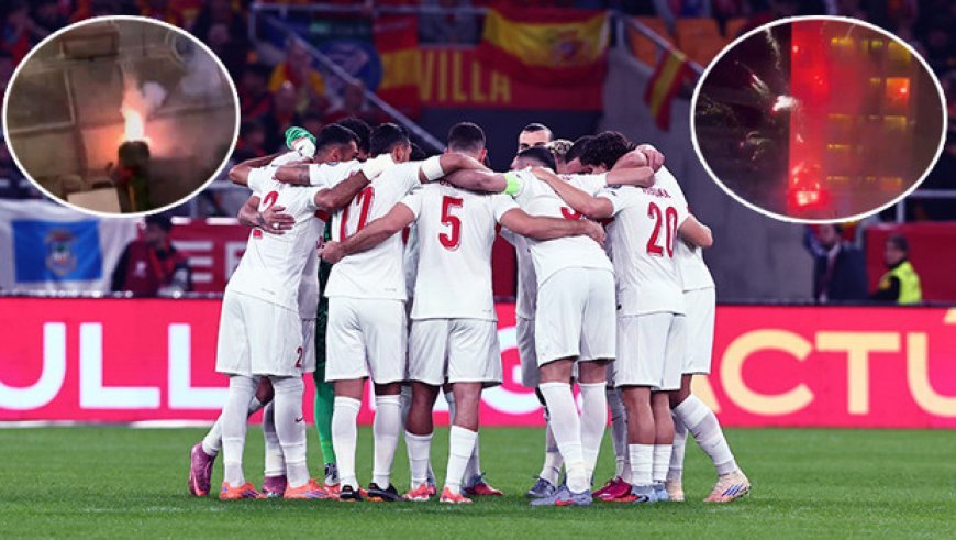 Kosova maçı öncesi A Milli Takım'ın kaldığı otele havai fişekli saldırı!