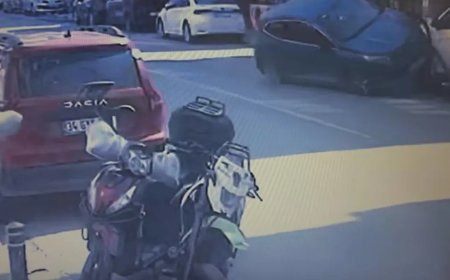 İstanbul'da park halindeki cipe çarpıp takla attı