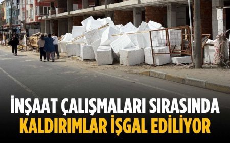 İnşaat çalışmaları sırasında kaldırımlar işgal ediliyor