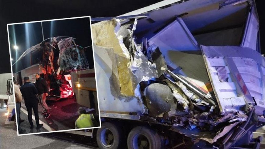 Kuzey Marmara Otoyolu'nda feci kaza! Yolcu otobüsü ile tır çarpıştı: 10 yaralı