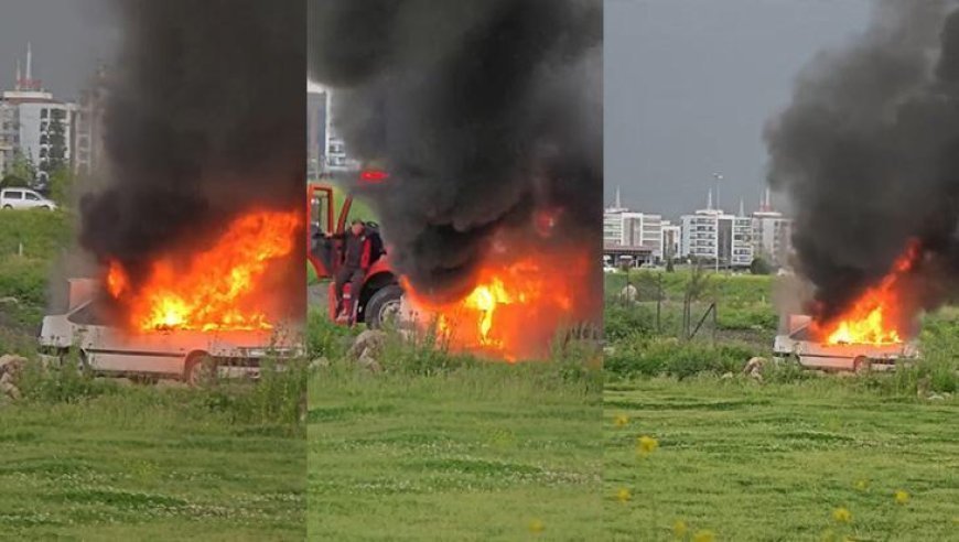 Galericiler Sitesi’nde korku dolu dakikalar! Otomobil alev alev yandı