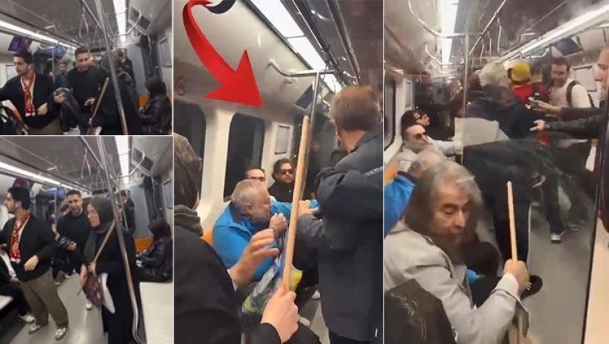 Galatasaray'ın şampiyonluk kutlamasında ortalık karıştı! Metroda oklava şoku