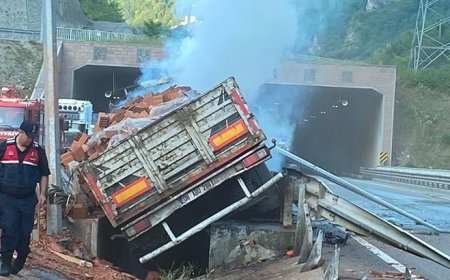 Trabzon'da bariyerlere çarpan kamyon yandı: 1 ölü